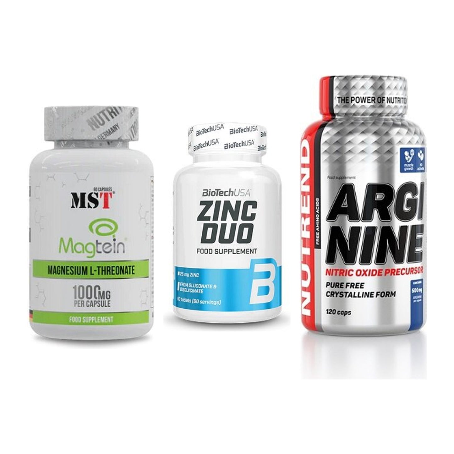 Ausdauer-Set: MST Magnesium + BioTech Zinc Duo + Nutrend Arginine – alle enthaltenen Artikel