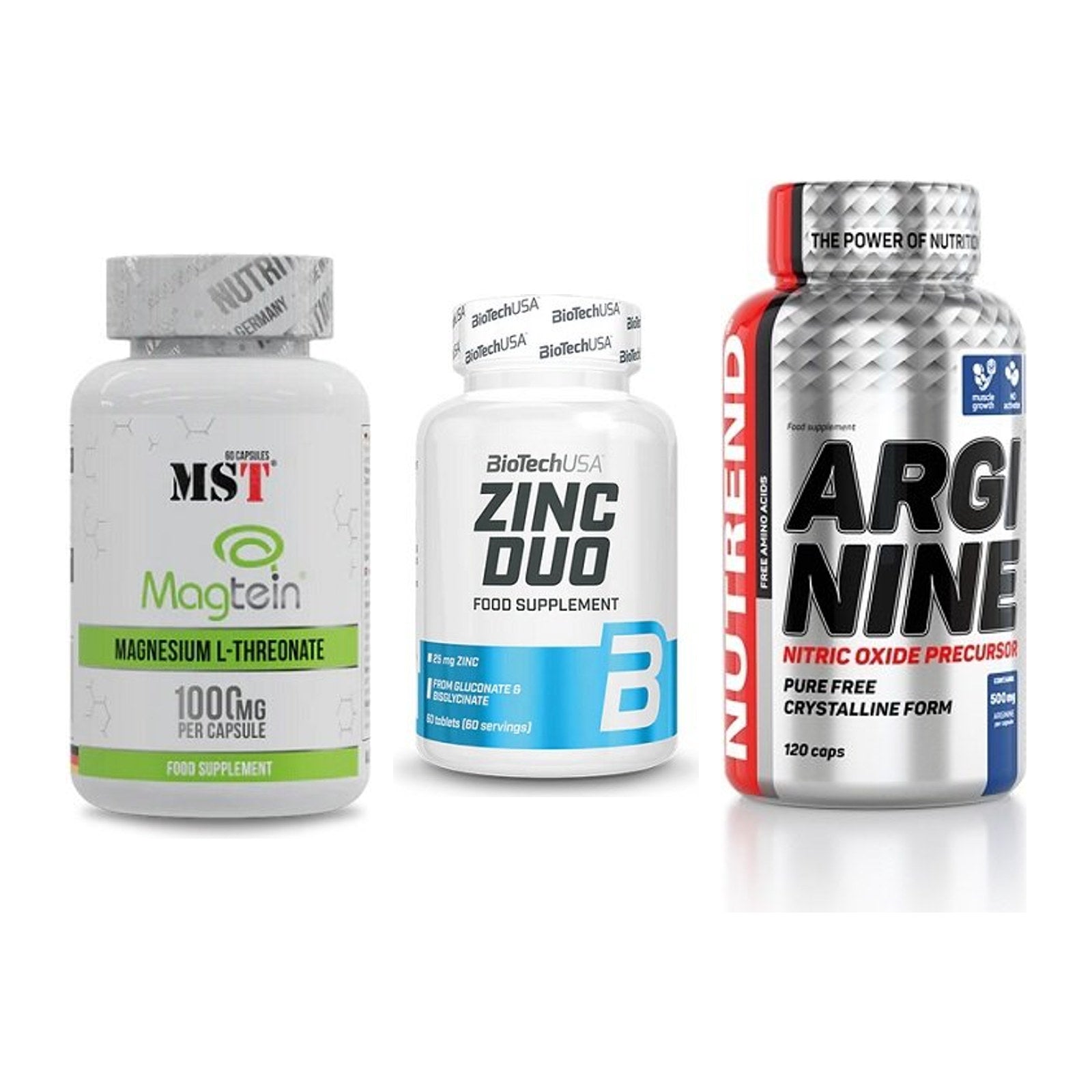 Ausdauer-Set: MST Magnesium + BioTech Zinc Duo + Nutrend Arginine – alle enthaltenen Artikel