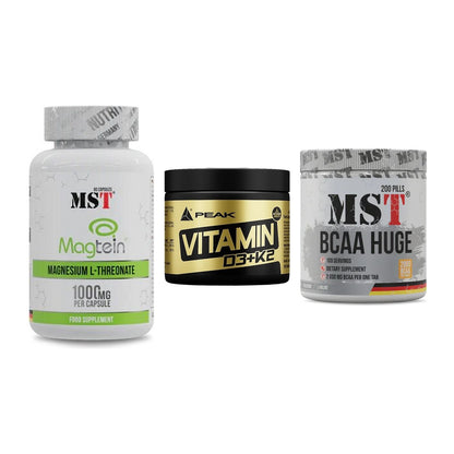 Ausdauer-Set: MST Magnesium + Peak Vitamin + MST BCAA Huge – alle enthaltenen Artikel