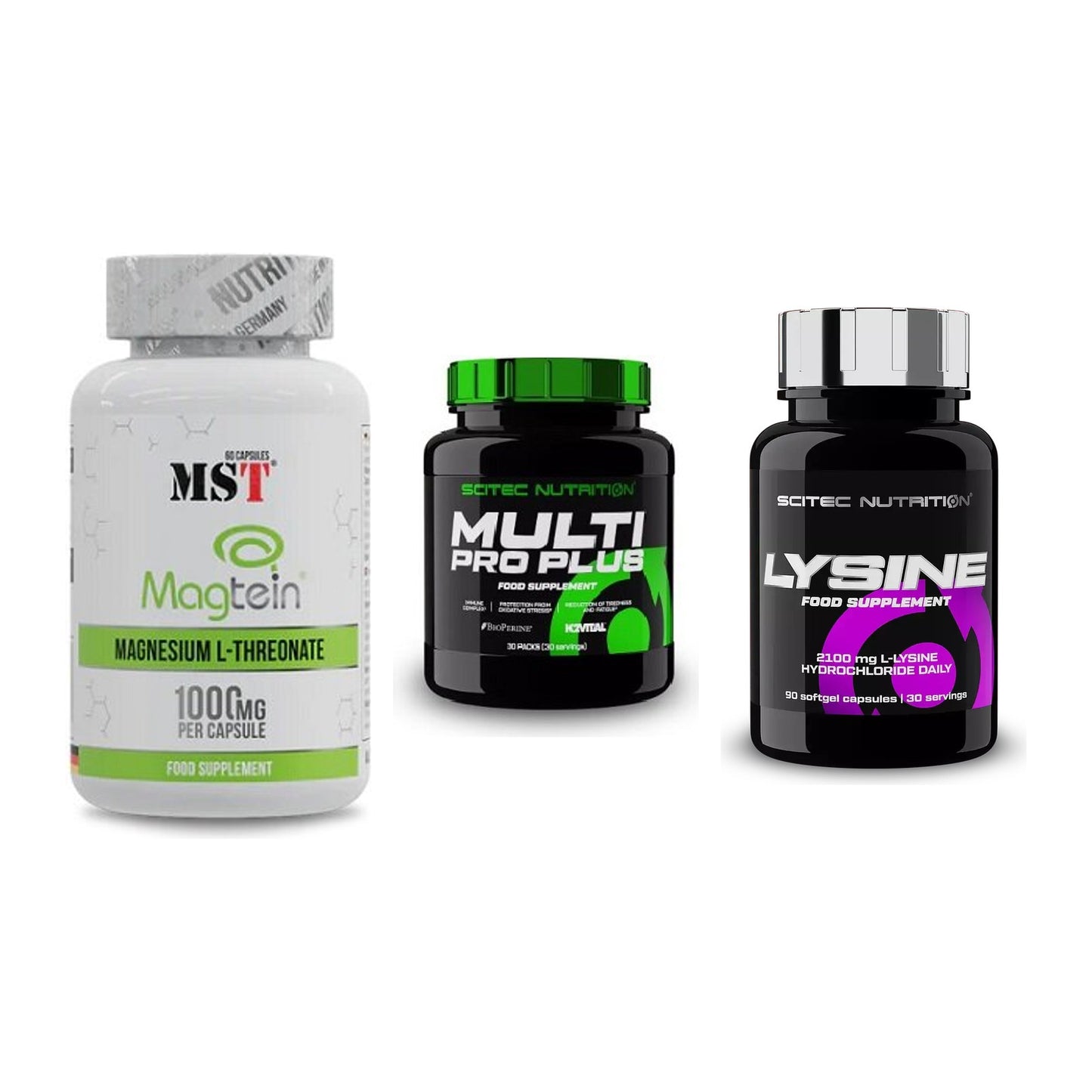 Ausdauer-Set: MST Magnesium + Scitec Multi Pro + Scitec Lysine – alle enthaltenen Artikel