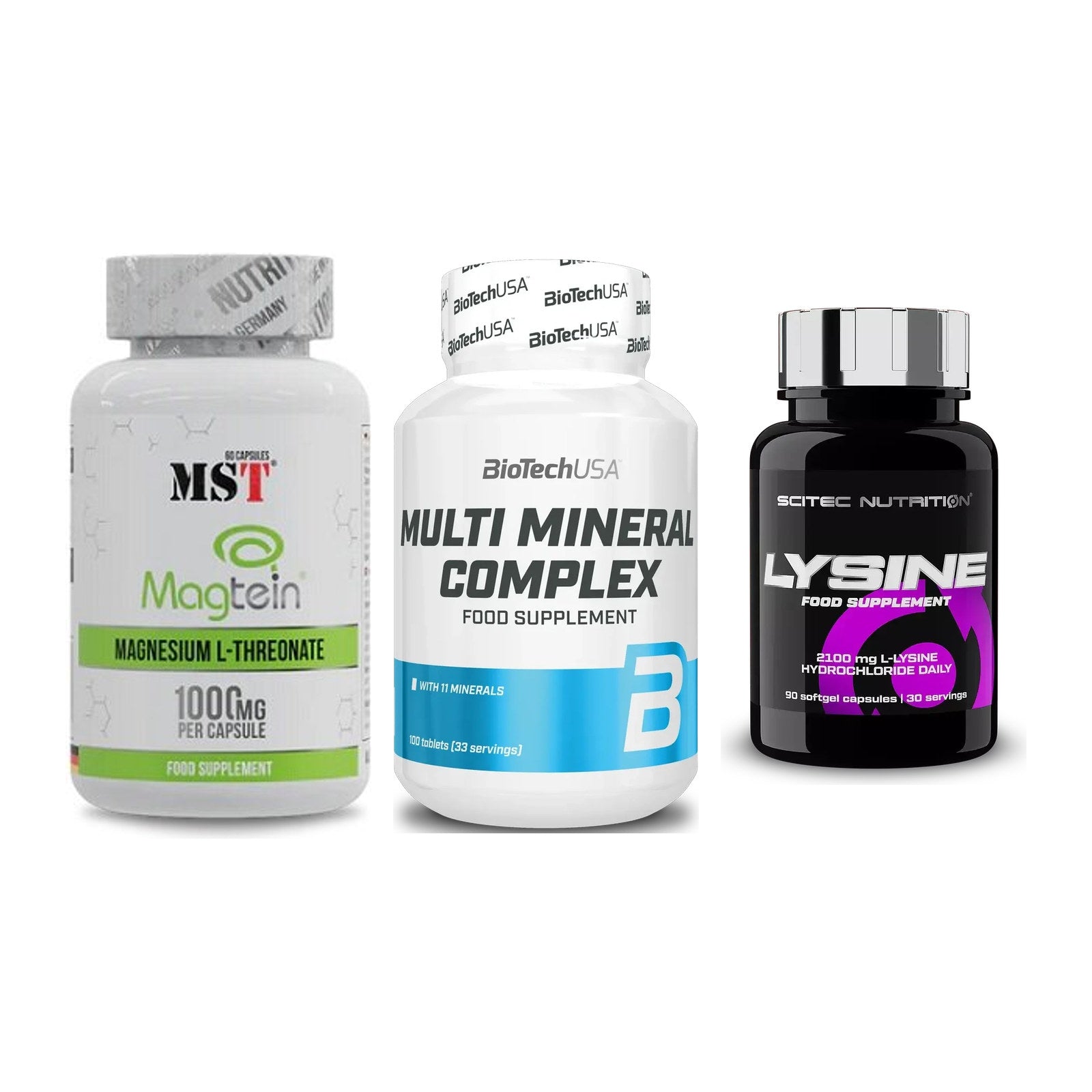 Ausdauer-Set: MST Magnesium + BioTech Multi + Scitec Lysine – alle enthaltenen Artikel