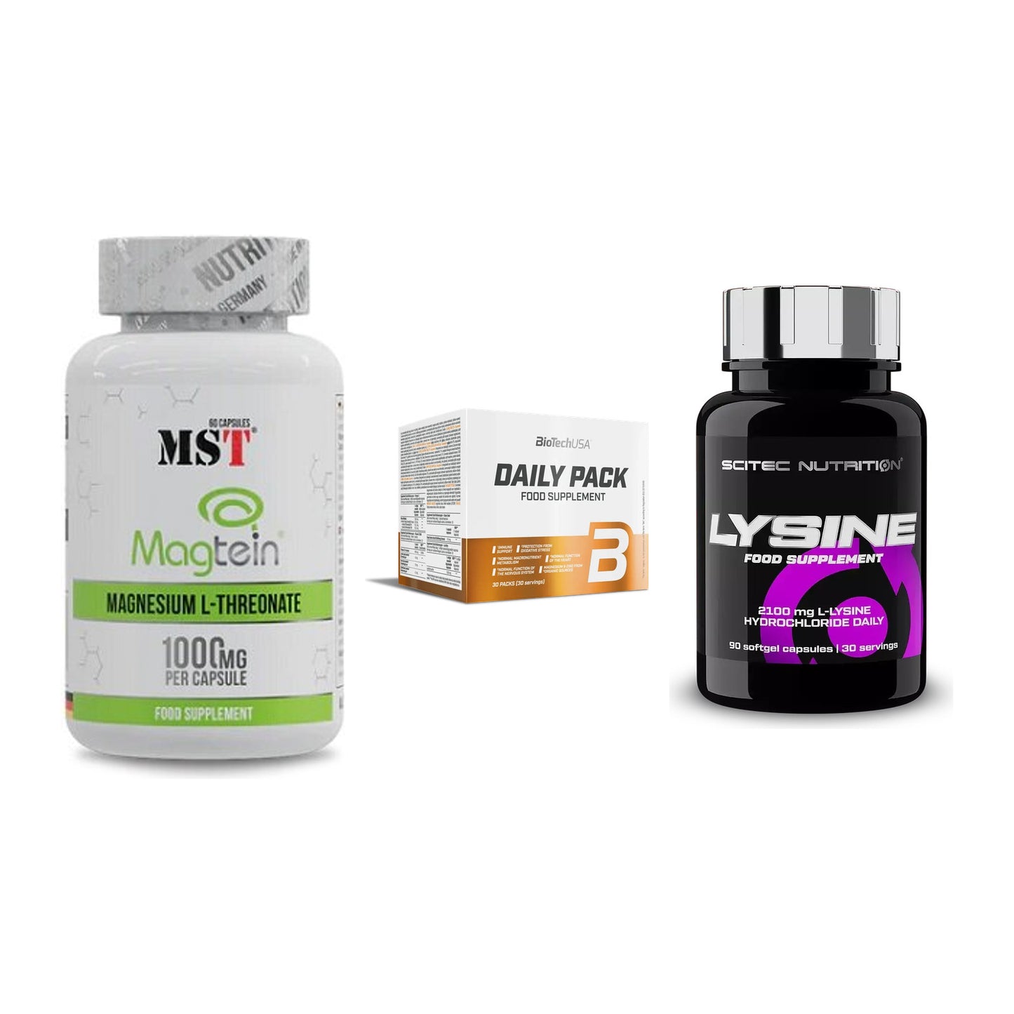 Ausdauer-Set: MST Magnesium + BioTech Daily + Scitec Lysine – alle enthaltenen Artikel