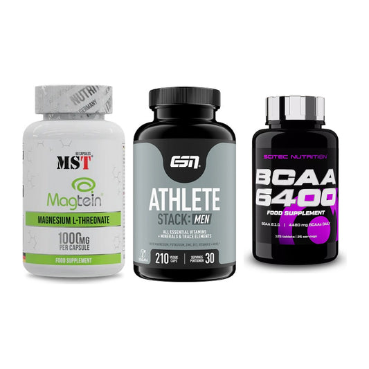Ausdauer-Set: MST Magnesium + ESN Athlete + Scitec BCAA 6400 – alle enthaltenen Artikel