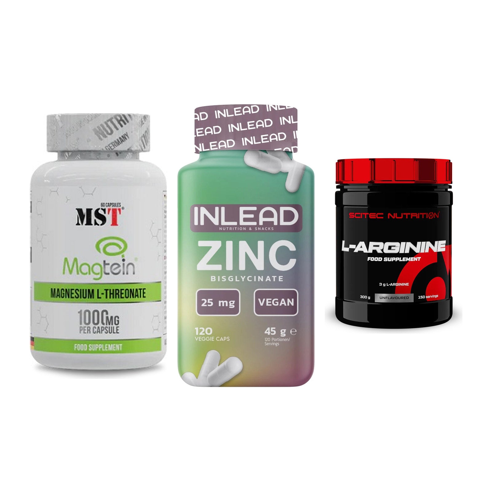 Ausdauer-Set: MST Magnesium + INLEAD Zink + Scitec Arginin – alle enthaltenen Artikel