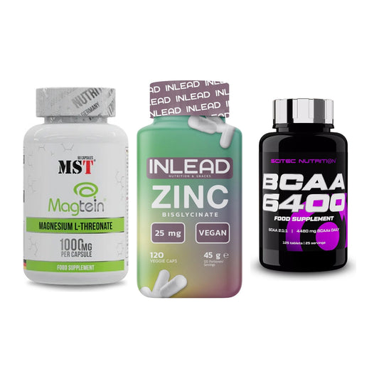 Ausdauer-Set: MST Magnesium + INLEAD Zink + Scitec BCAA 6400 – alle enthaltenen Artikel