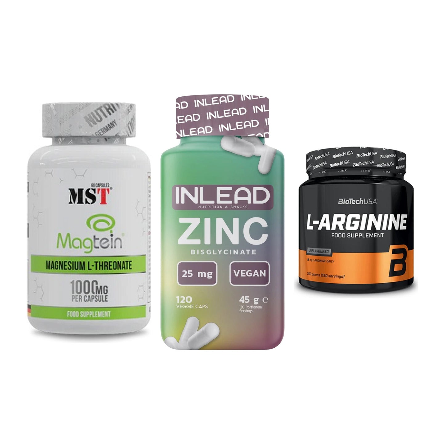 Ausdauer-Set: MST Magnesium + INLEAD Zink + BioTech L-Argini – alle enthaltenen Artikel