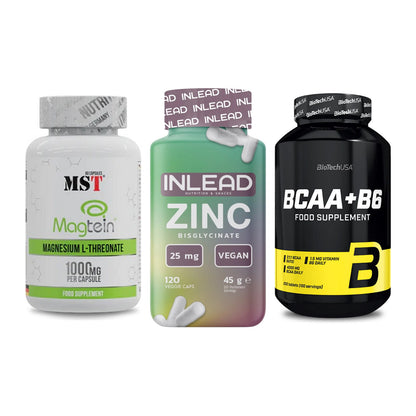 Ausdauer-Set: MST Magnesium + INLEAD Zink + BioTech BCAA+B6 – alle enthaltenen Artikel