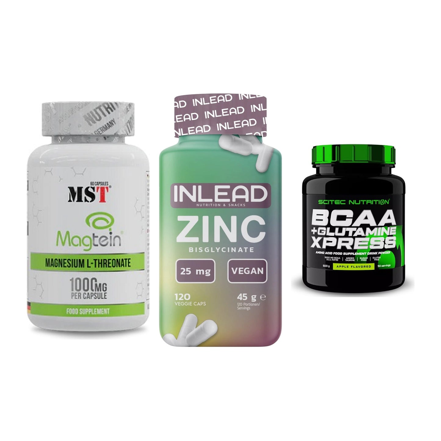 Ausdauer-Set: MST Magnesium + INLEAD Zink + Scitec BCAA – alle enthaltenen Artikel