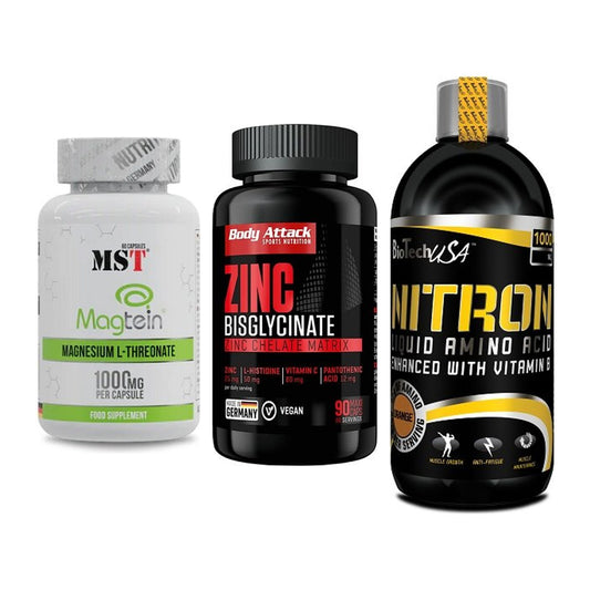 Ausdauer-Set: MST Magnesium + Body Attack Zink + BioTech Liquid – alle enthaltenen Artikel