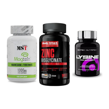 Ausdauer-Set: MST Magnesium + Body Attack Zink + Scitec Lysine – alle enthaltenen Artikel