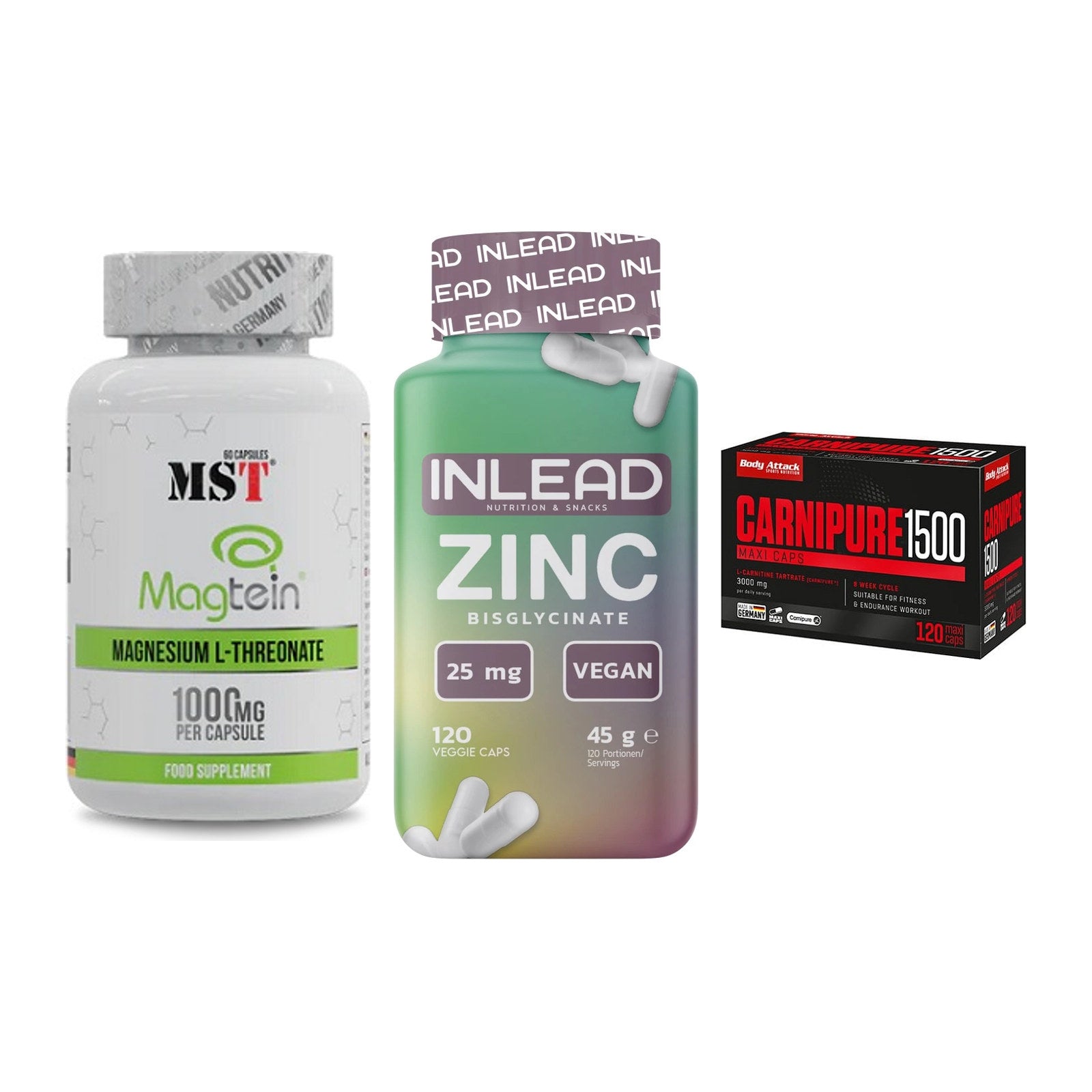 Ausdauer-Set: MST Magnesium + INLEAD Zink + Body Attack – alle enthaltenen Artikel