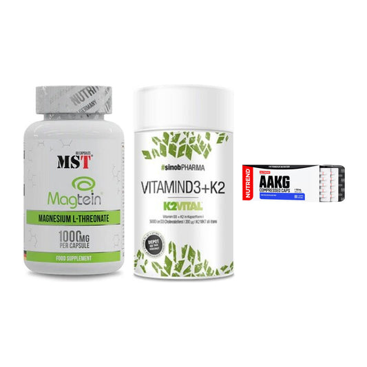 Ausdauer-Set: MST Magnesium + Sinob Vitamin D3 + Nutrend AAKG – alle enthaltenen Artikel
