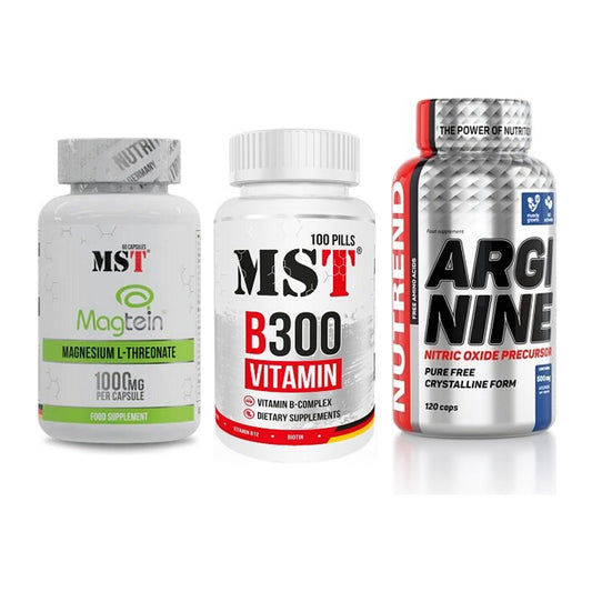 Ausdauer-Set: MST Magnesium + MST B300 B-Compl + Nutrend Arginine – alle enthaltenen Artikel