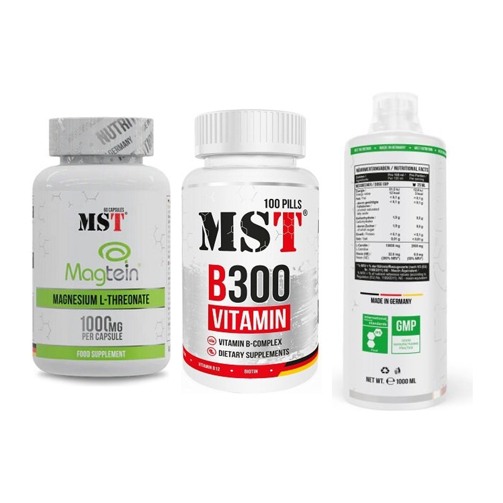 Ausdauer-Set: MST Magnesium + MST B300 B-Compl + MST L-Carnitine – alle enthaltenen Artikel