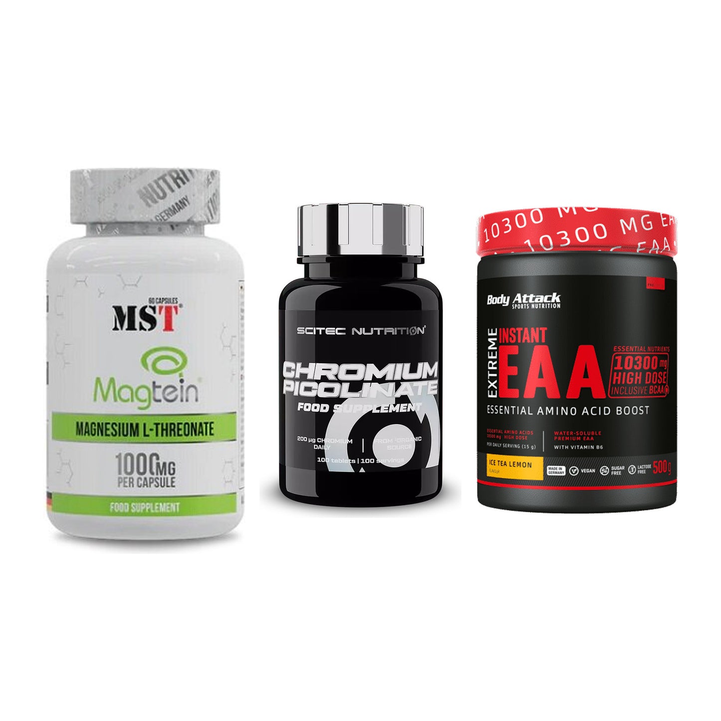 Ausdauer-Set: MST Magnesium + Scitec Chromium + Body Attack – alle enthaltenen Artikel