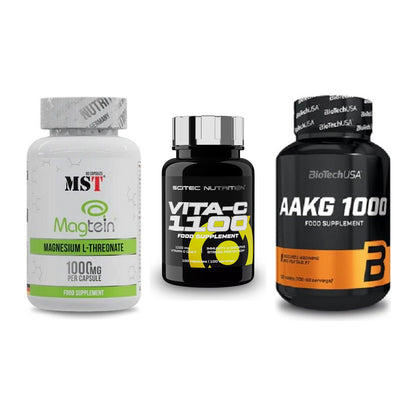 Ausdauer-Set: MST Magnesium + Scitec Vitamin C + BioTech AAKG – alle enthaltenen Artikel