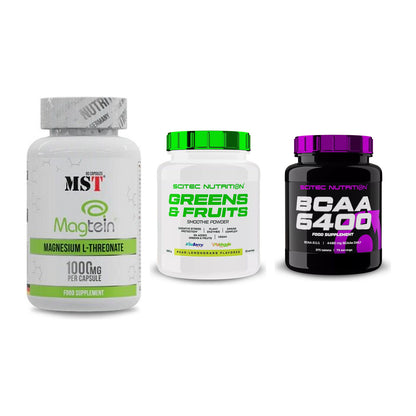 Ausdauer-Set: MST Magnesium + Scitec Greens + Scitec BCAA 6400 – alle enthaltenen Artikel