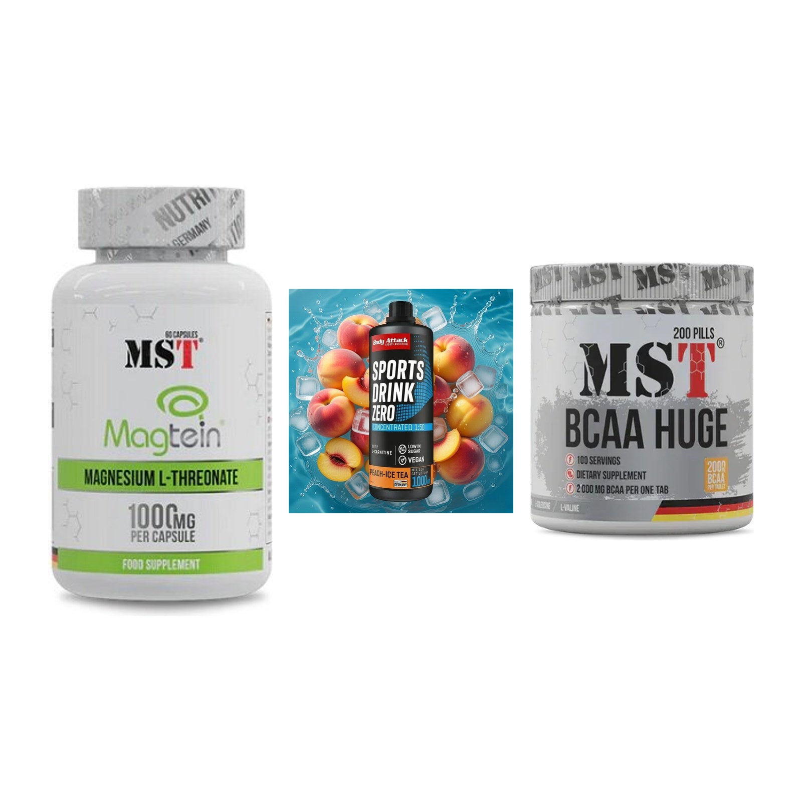 Ausdauer-Set: MST Magnesium + Body Attack + MST BCAA Huge – alle enthaltenen Artikel