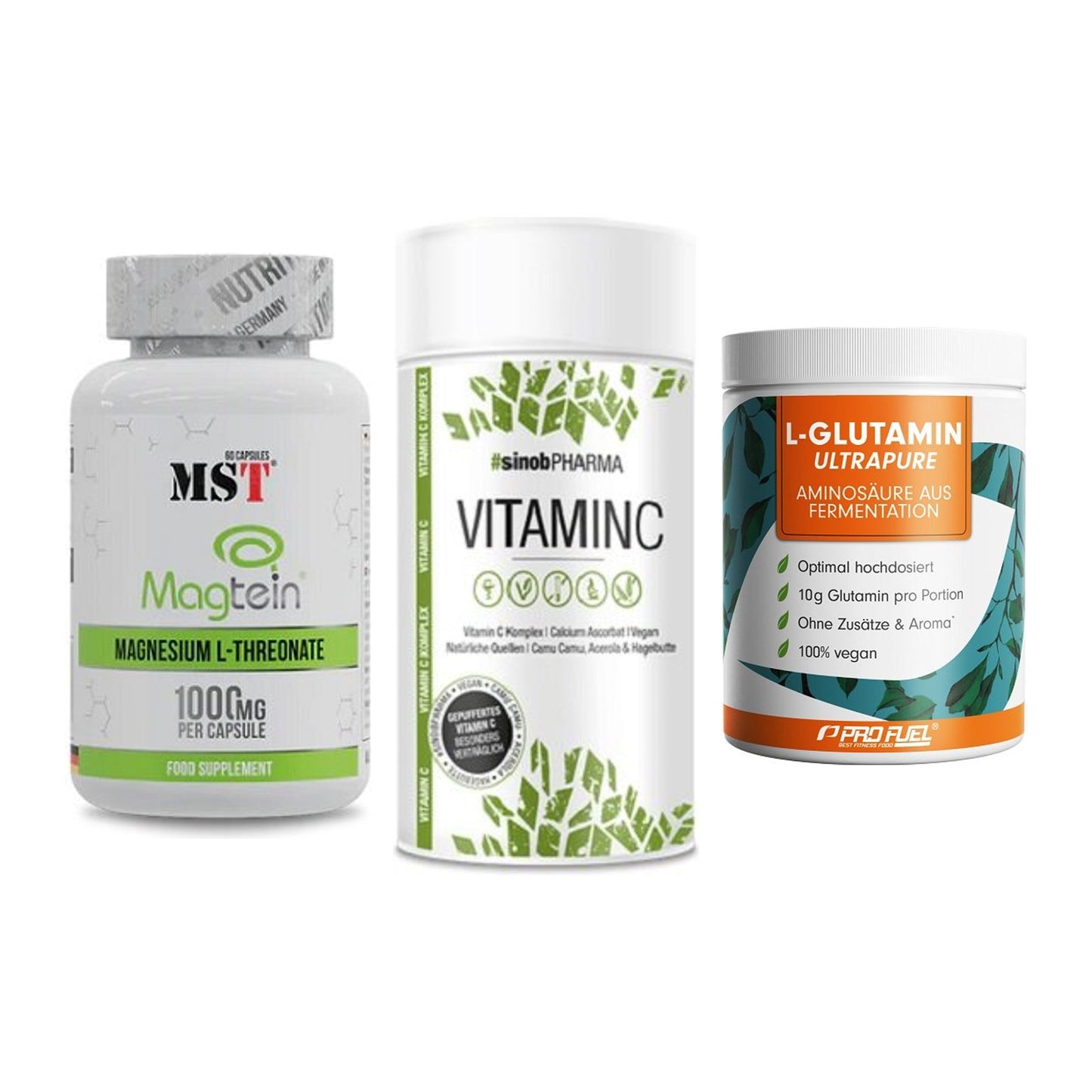 Ausdauer-Set: MST Magnesium + Sinob Vitamin C + ProFuel Glutamin – alle enthaltenen Artikel