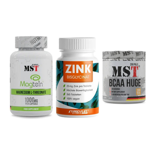 Ausdauer-Set: MST Magnesium + ProFuel Zink + MST BCAA Huge – alle enthaltenen Artikel
