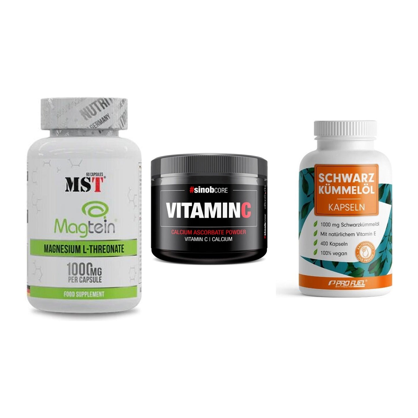 Ausdauer-Set: MST Magnesium + Sinob Vitamin C + ProFuel Schwarzk – alle enthaltenen Artikel