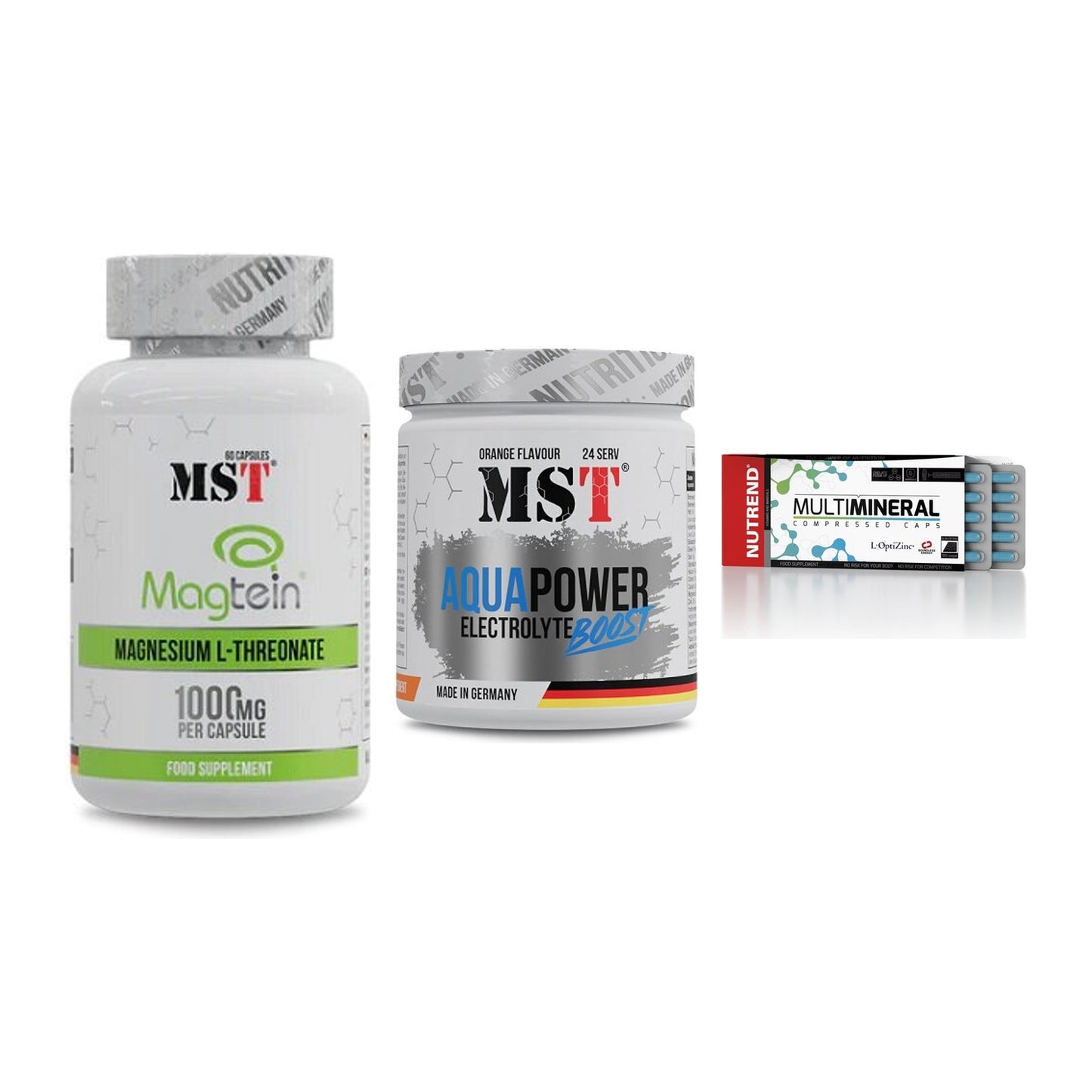 Ausdauer-Set: MST Magnesium + MST Aqua Power + Nutrend Multimin – alle enthaltenen Artikel