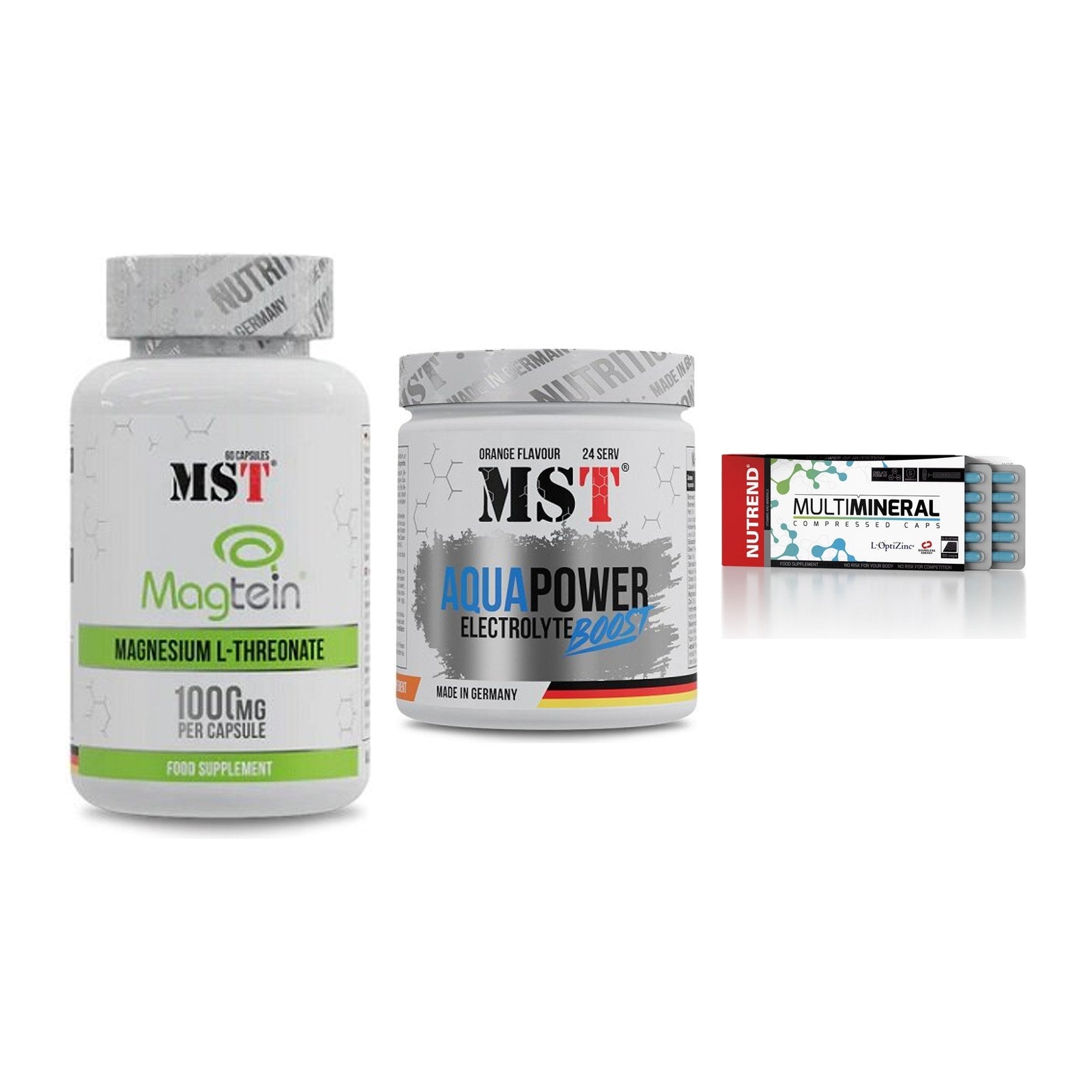 Ausdauer-Set: MST Magnesium + MST Aqua Power + Nutrend Multimin – alle enthaltenen Artikel