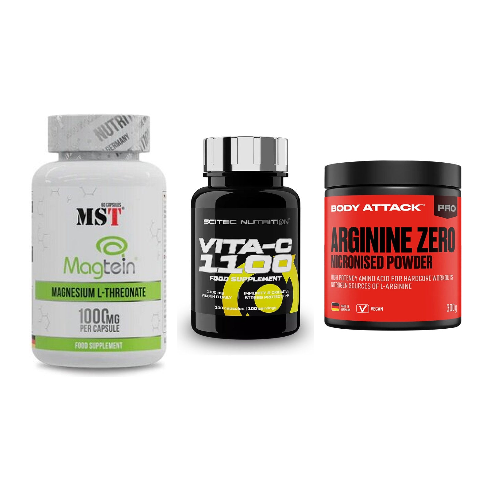 Ausdauer-Set: MST Magnesium + Scitec Vitamin C + Body Attack 100 – alle enthaltenen Artikel