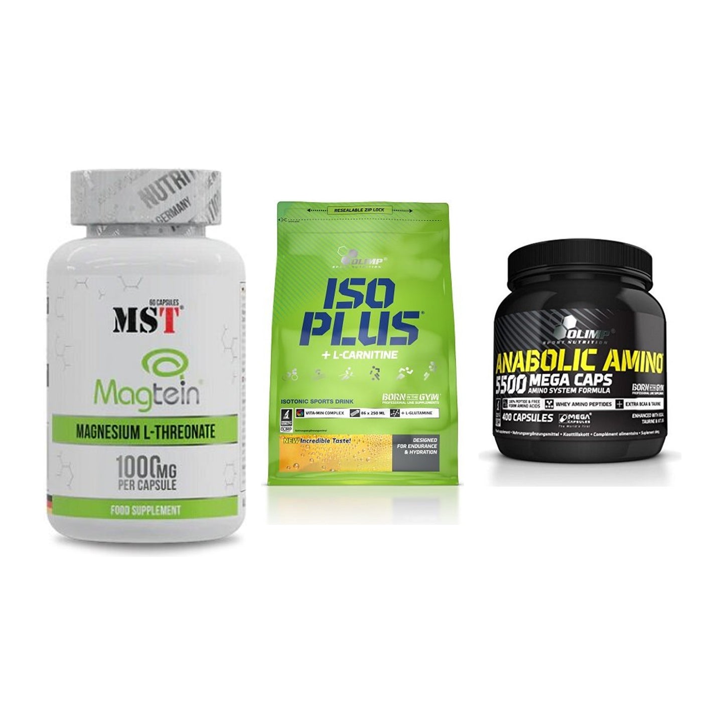 Ausdauer-Set: MST Magnesium + Olimp Iso Plus + Olimp Anabolic – alle enthaltenen Artikel
