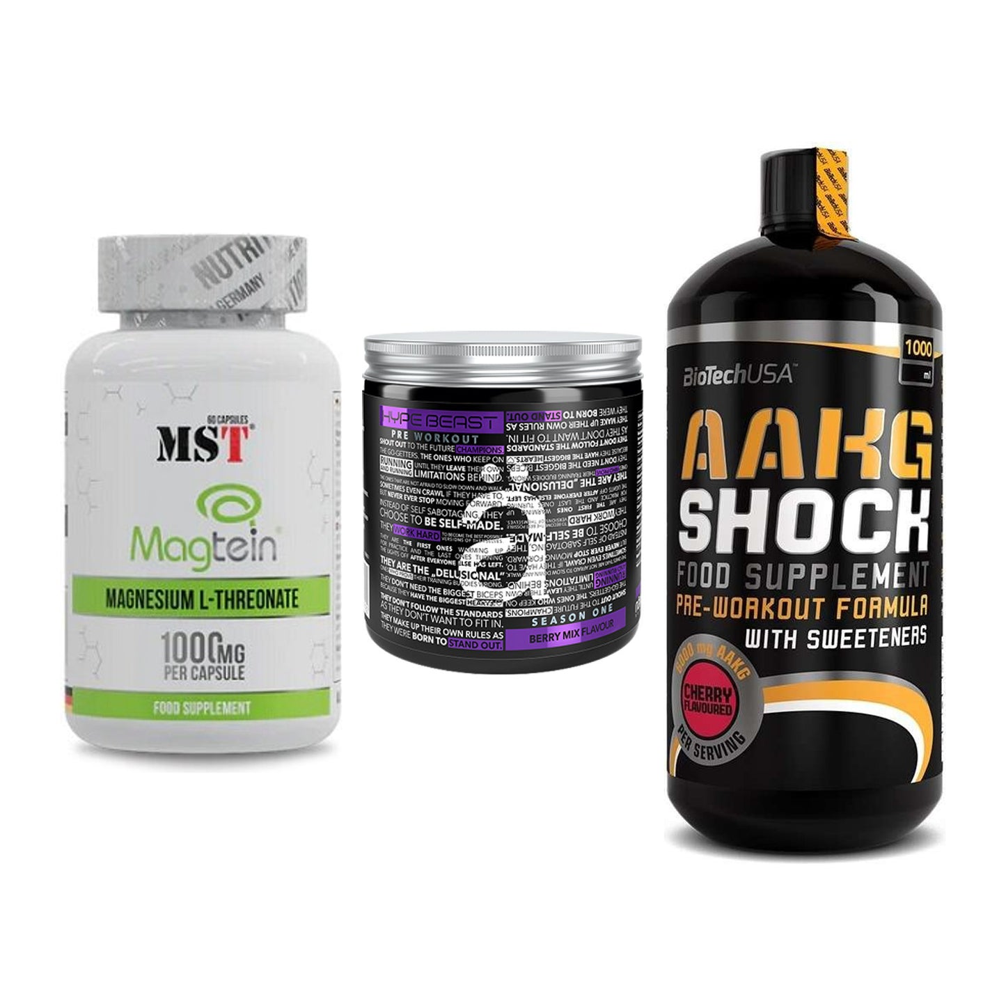 Ausdauer-Set: MST Magnesium + Nanosupps Hype + BioTech AAKG – alle enthaltenen Artikel