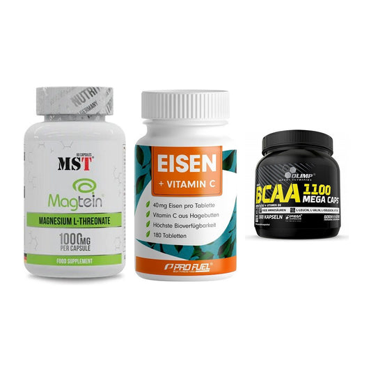 Ausdauer-Set: MST Magnesium + ProFuel EISEN + Olimp BCAA Mega – alle enthaltenen Artikel