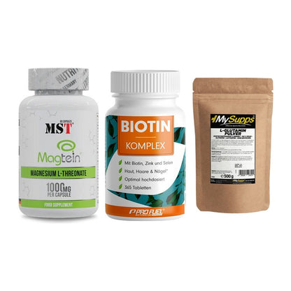 Ausdauer-Set: MST Magnesium + ProFuel BIOTIN + MySupps Glutamin – alle enthaltenen Artikel
