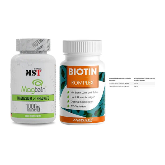 Ausdauer-Set: MST Magnesium + ProFuel BIOTIN + INLEAD L-Carniti – alle enthaltenen Artikel