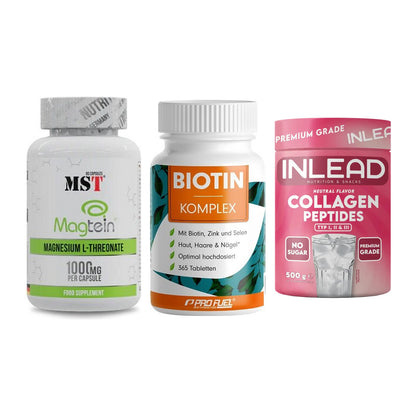 Ausdauer-Set: MST Magnesium + ProFuel BIOTIN + INLEAD Collagen – alle enthaltenen Artikel