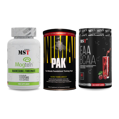 Ausdauer-Set: MST Magnesium + Universal Animal + MST EAA & BCAA – alle enthaltenen Artikel