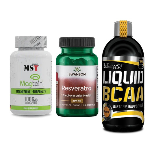 Ausdauer-Set: MST Magnesium + Swanson Resverat + BioTech Liquid – alle enthaltenen Artikel