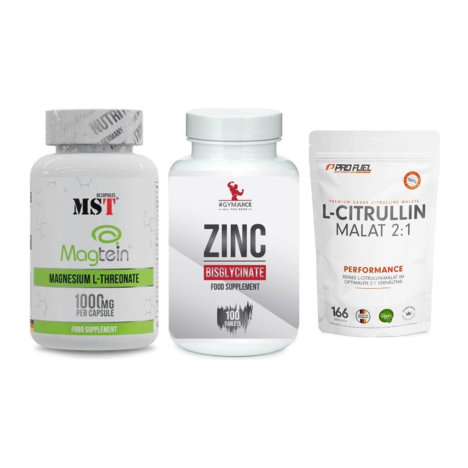Ausdauer-Set: MST Magnesium + #GYMJUICE ZINC + ProFuel L-Citrul – alle enthaltenen Artikel