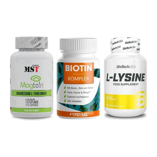 Ausdauer-Set: MST Magnesium + ProFuel BIOTIN + BioTech L-Lysine – alle enthaltenen Artikel