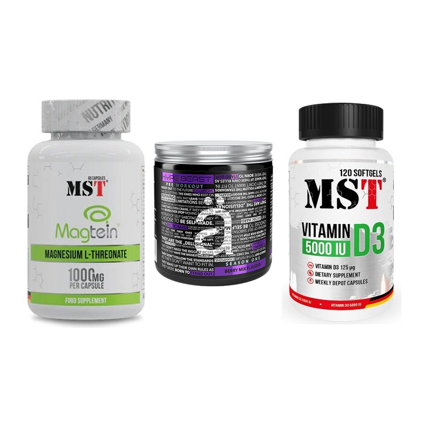 Ausdauer-Set: MST Magnesium + Nanosupps Hype + MST Vitamin D3 – alle enthaltenen Artikel