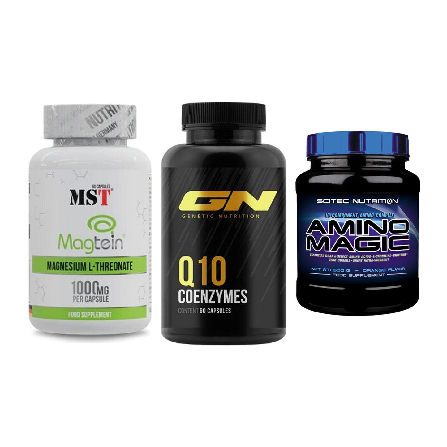 Ausdauer-Set: MST Magnesium + GN Q10 Health + Scitec Amino – alle enthaltenen Artikel