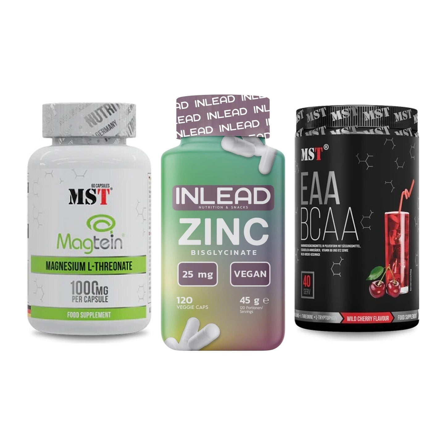 Ausdauer-Set: MST Magnesium + INLEAD Zink + MST EAA & BCAA – alle enthaltenen Artikel