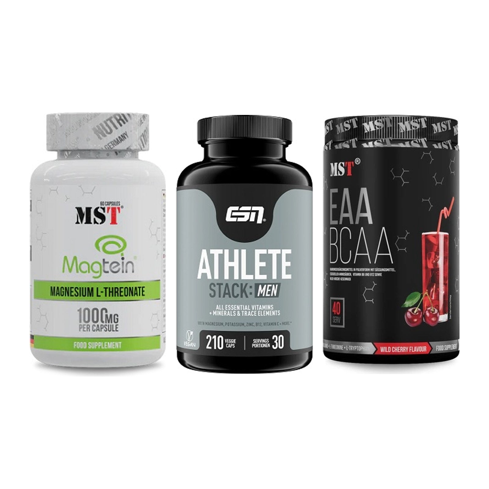 Ausdauer-Set: MST Magnesium + ESN Athlete + MST EAA & BCAA – alle enthaltenen Artikel