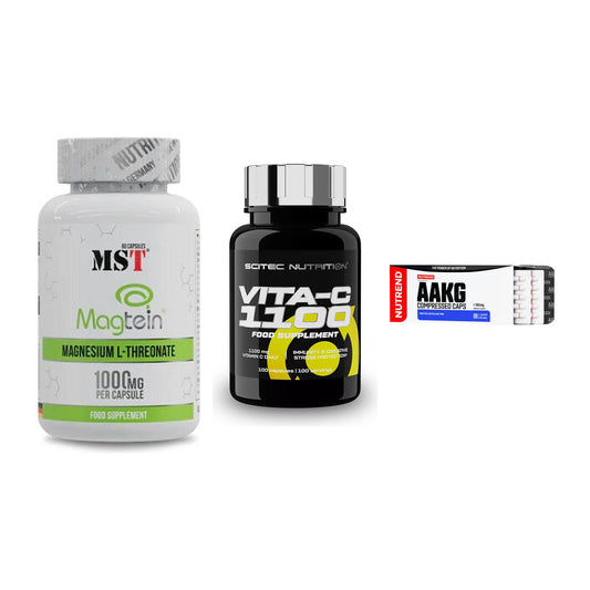 Ausdauer-Set: MST Magnesium + Scitec Vitamin C + Nutrend AAKG – alle enthaltenen Artikel