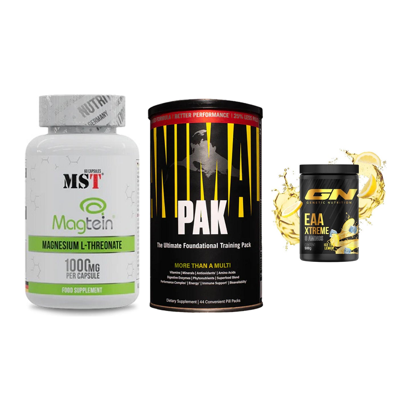 Ausdauer-Set: MST Magnesium + Universal Animal + GN EAA Xtreme – alle enthaltenen Artikel