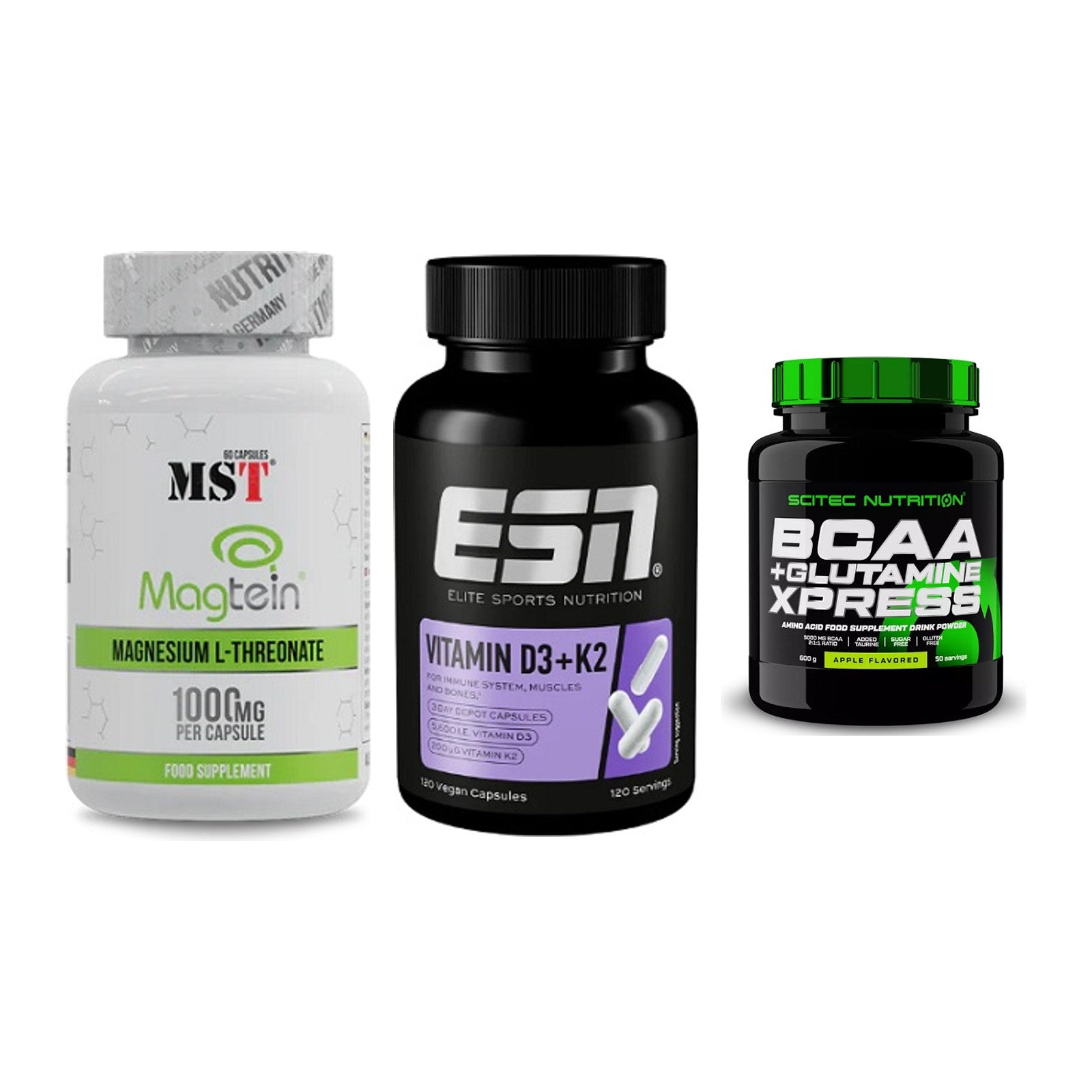 Ausdauer-Set: MST Magnesium + ESN Vitamin D3 + Scitec BCAA – alle enthaltenen Artikel