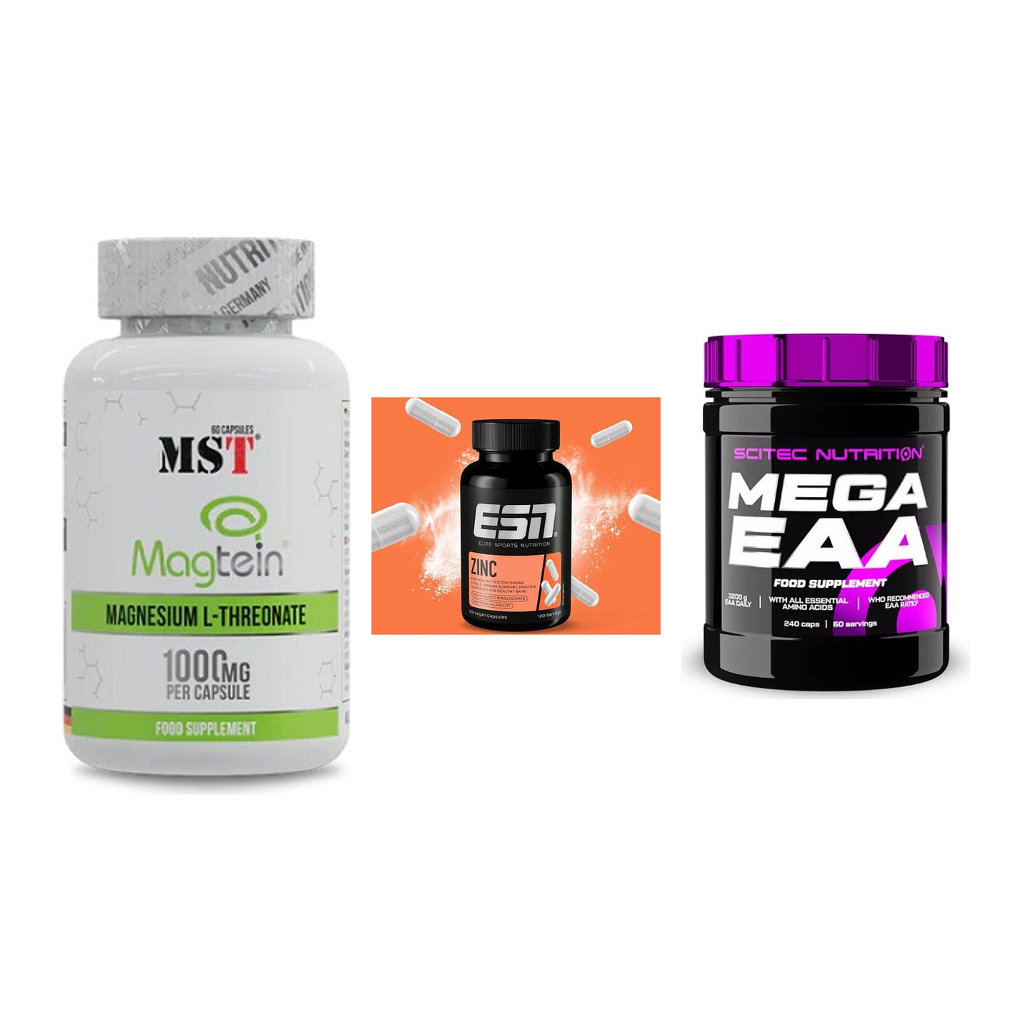 Ausdauer-Set: MST Magnesium + ESN Zinc + Scitec Mega EAA – alle enthaltenen Artikel