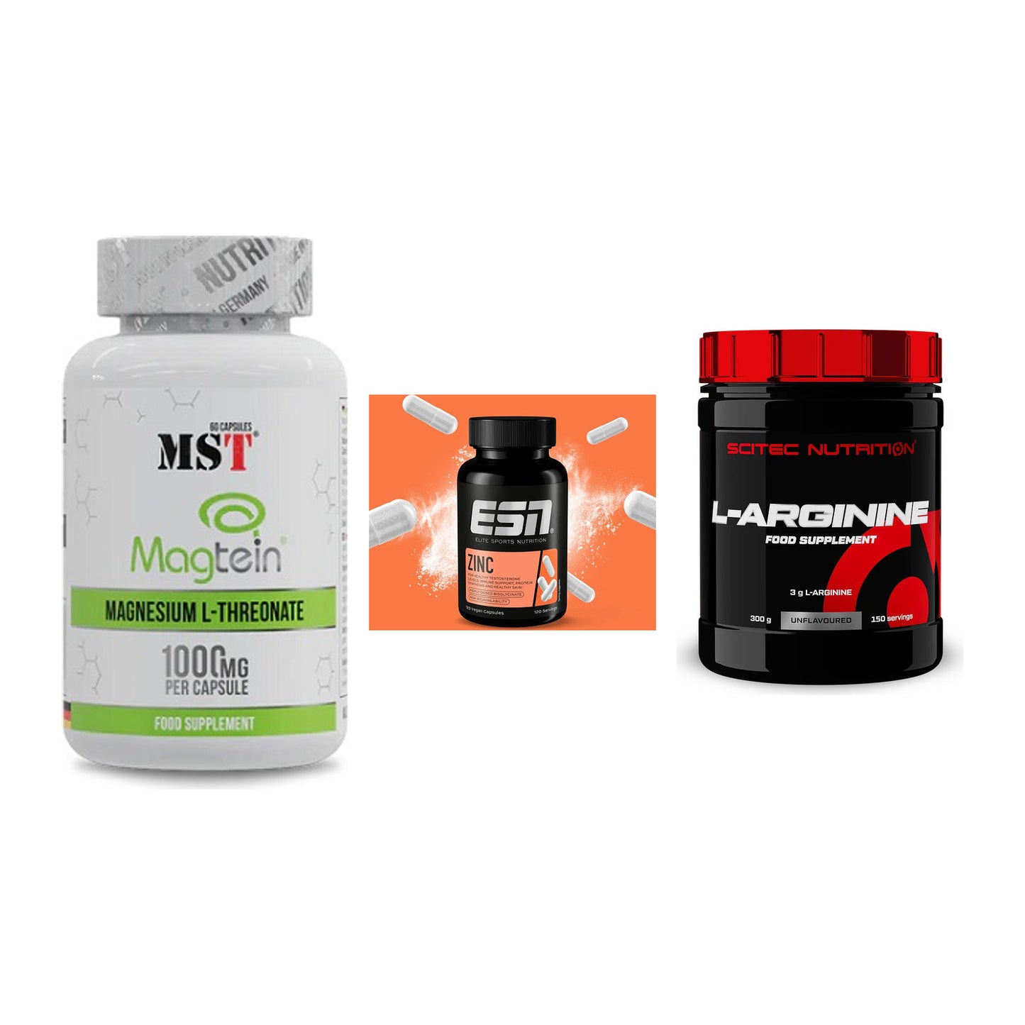 Ausdauer-Set: MST Magnesium + ESN Zinc + Scitec Arginin – alle enthaltenen Artikel