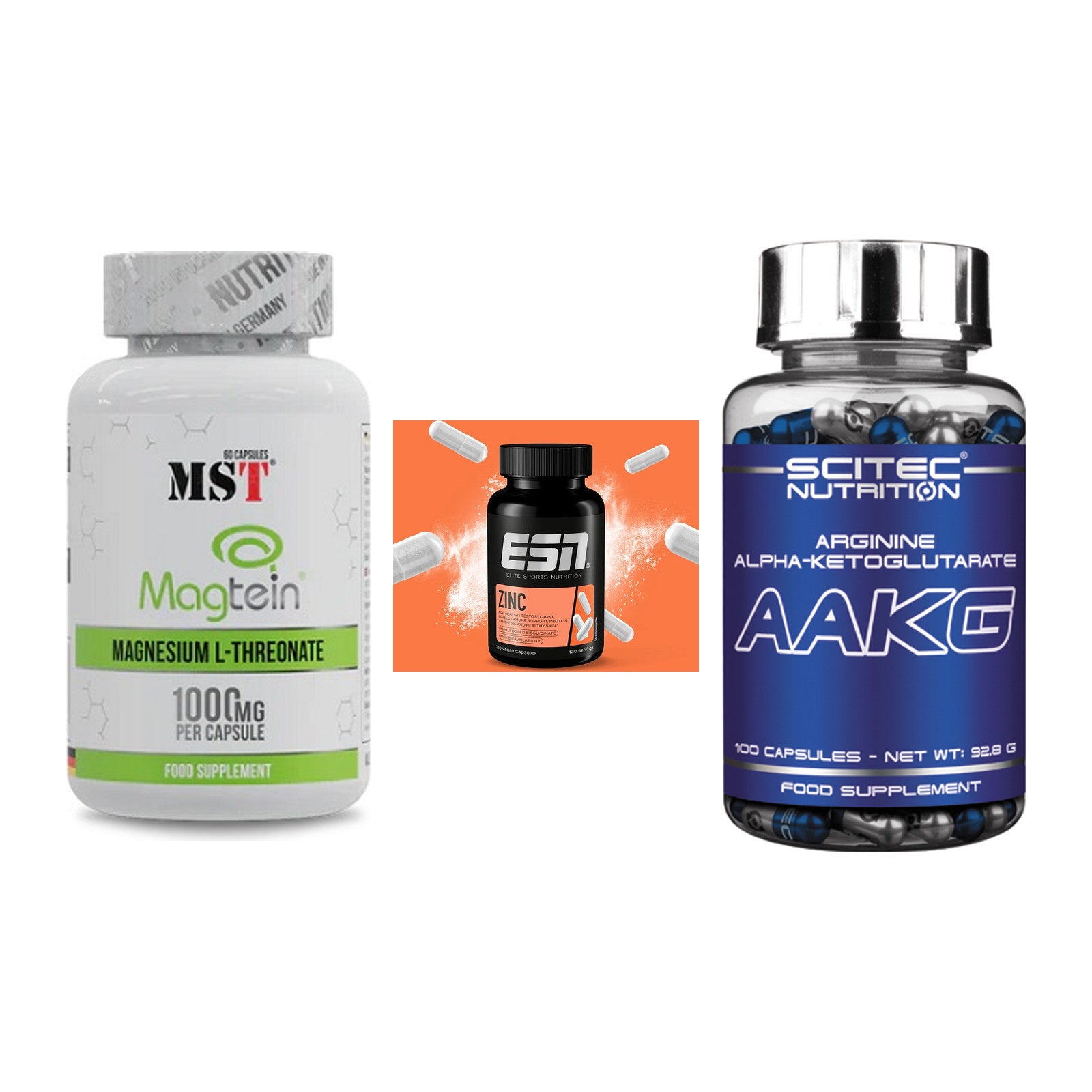 Ausdauer-Set: MST Magnesium + ESN Zinc + Scitec AAKG – alle enthaltenen Artikel