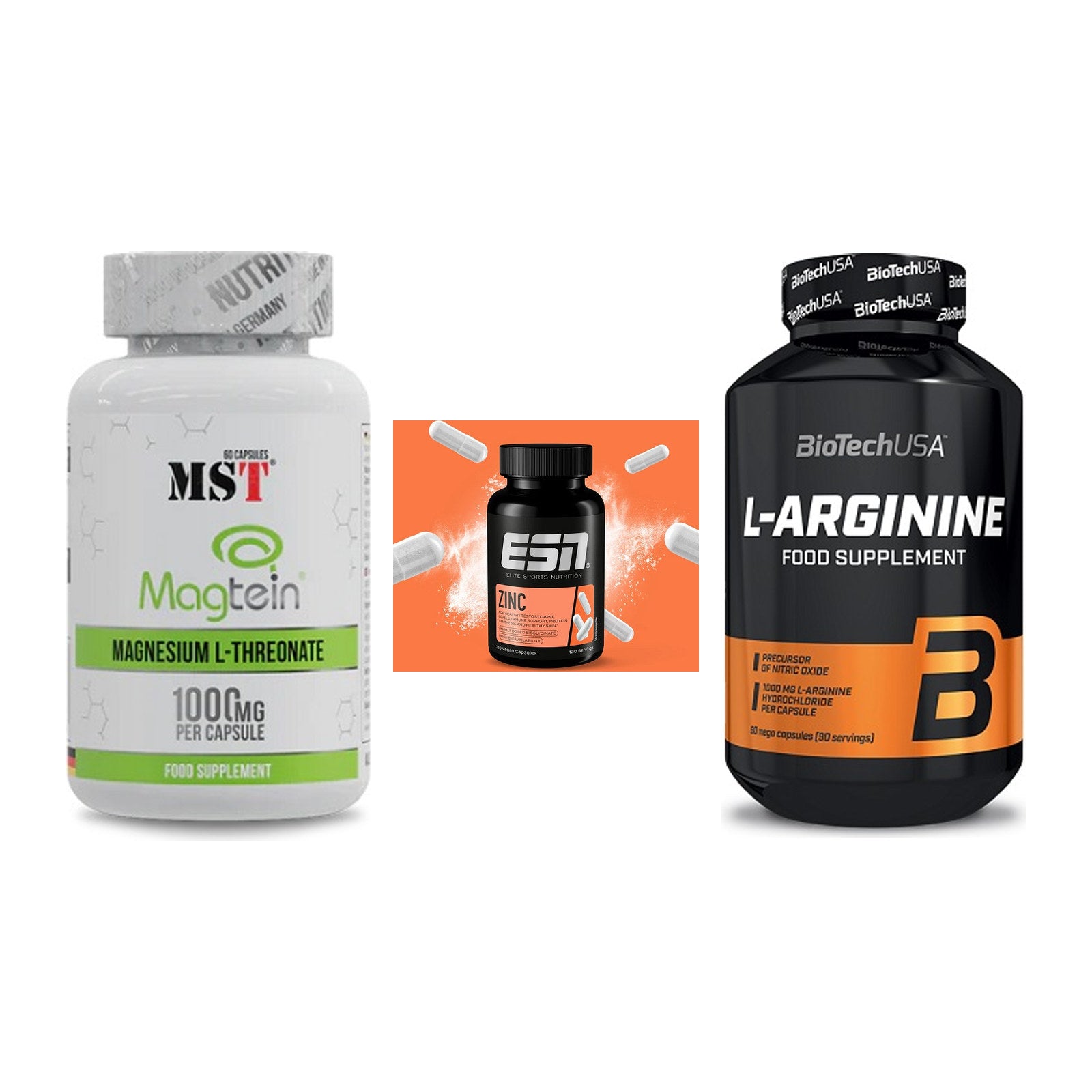 Ausdauer-Set: MST Magnesium + ESN Zinc + BioTech L-Argini – alle enthaltenen Artikel