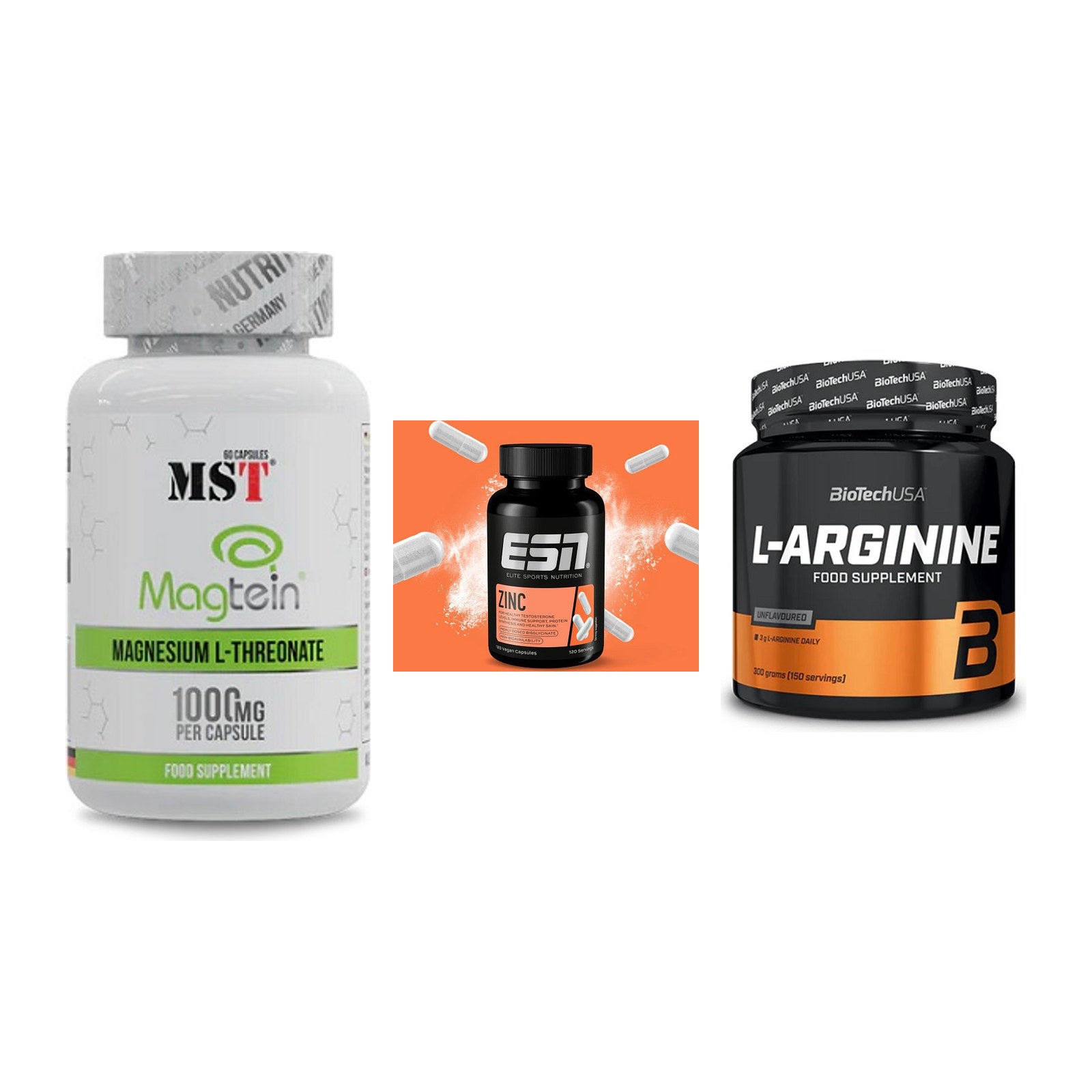 Ausdauer-Set: MST Magnesium + ESN Zinc + BioTech L-Argini – alle enthaltenen Artikel